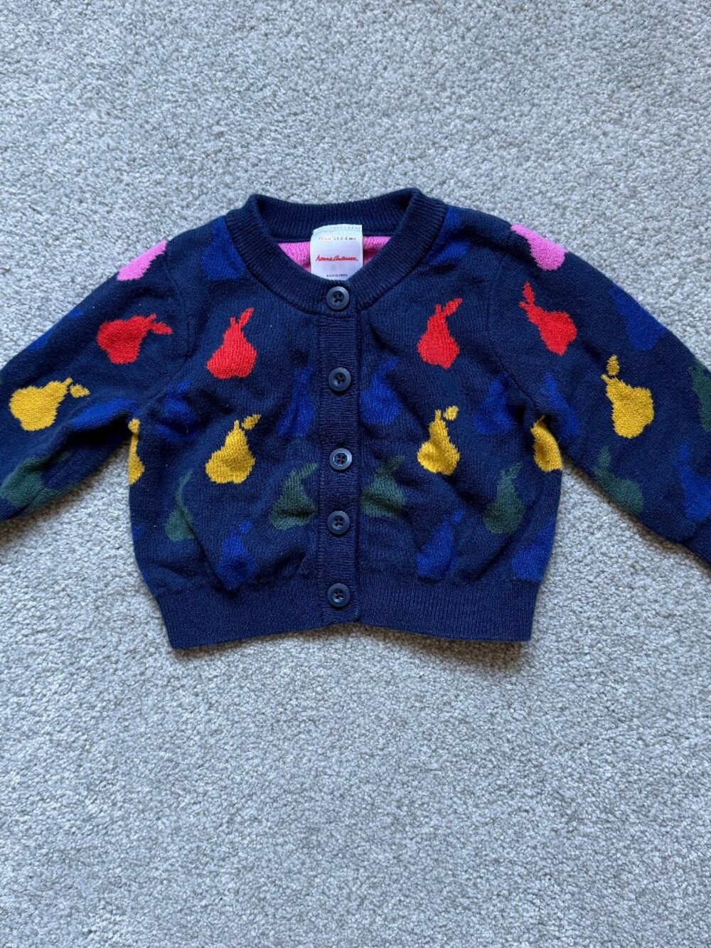 Hanna Andersson Pear Cardigan 100% Cotton Size 3-6 months